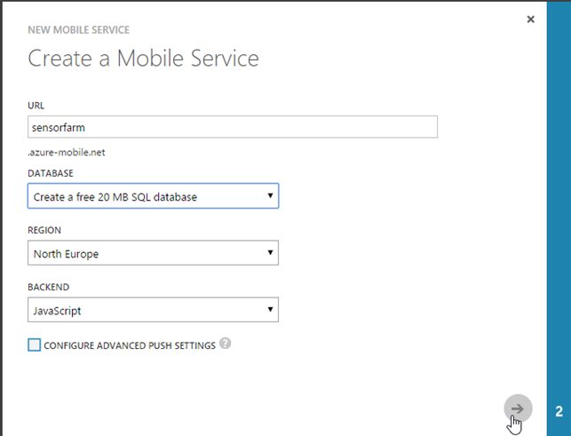 Create Mobile Service